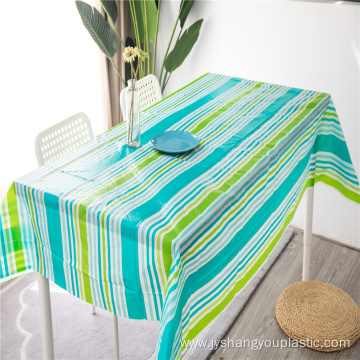 cheap printed striped pe vinyl tablecloth